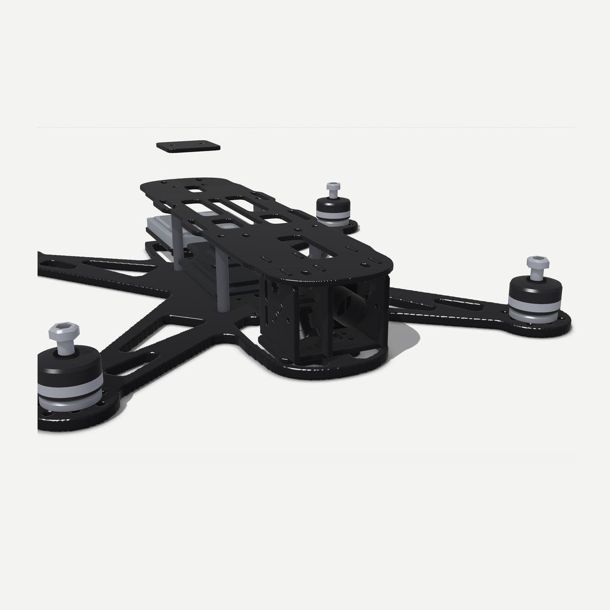 Domain 260 Carbon Frame, tab-and-slot camera cage, motors shown for reference (not included)