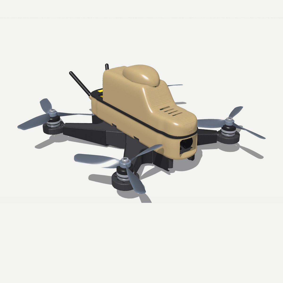 Domain 260 printed airframe, reference build shown with motors, props and antennas (frame only, electronics not included)