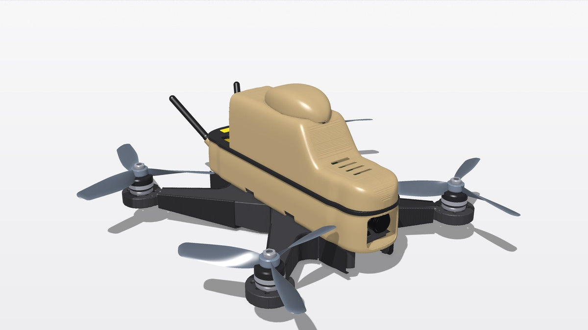 Domain 260 printed airframe, assembled with pod, props and antennas